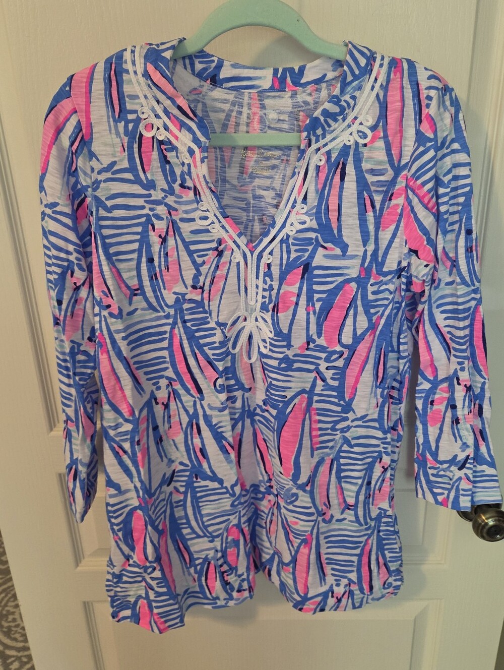 NWT Lilly Pulitzer Sz M Kaia Tunic In Red Right Return Sailboat Pop Up Print